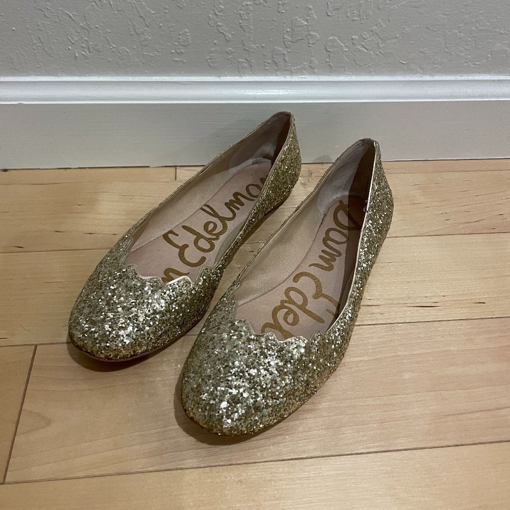 Sam Edelman Gold Sparkle Flats (8M)